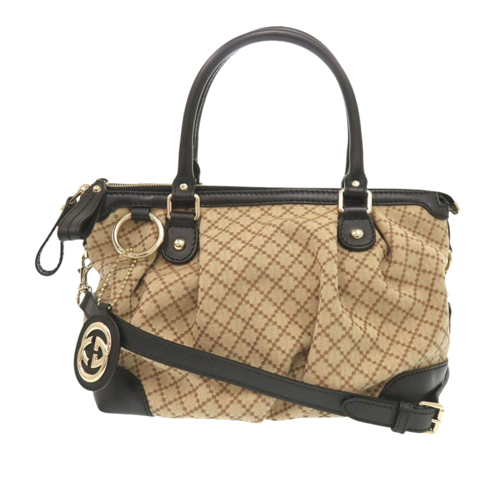 Pre-Loved Gucci Diamante Canvas Sukey Satchel - Picture 1 of 12
